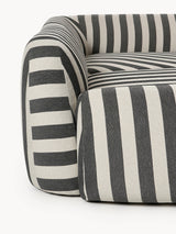 Prag Köşe Koltuk Siyah Beyaz Çizgili Keten