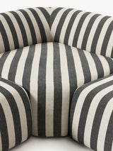 Prag Köşe Koltuk Siyah Beyaz Çizgili Keten