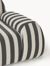 Prag Köşe Koltuk Siyah Beyaz Çizgili Keten