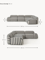 Prag Köşe Koltuk Siyah Beyaz Çizgili Keten