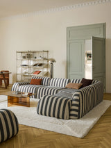 Prag Köşe Koltuk Siyah Beyaz Çizgili Keten