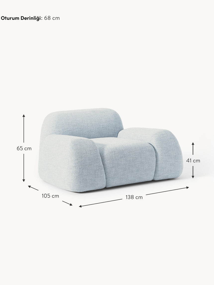 Prag Tekli Koltuk Açık Mavi Bukle