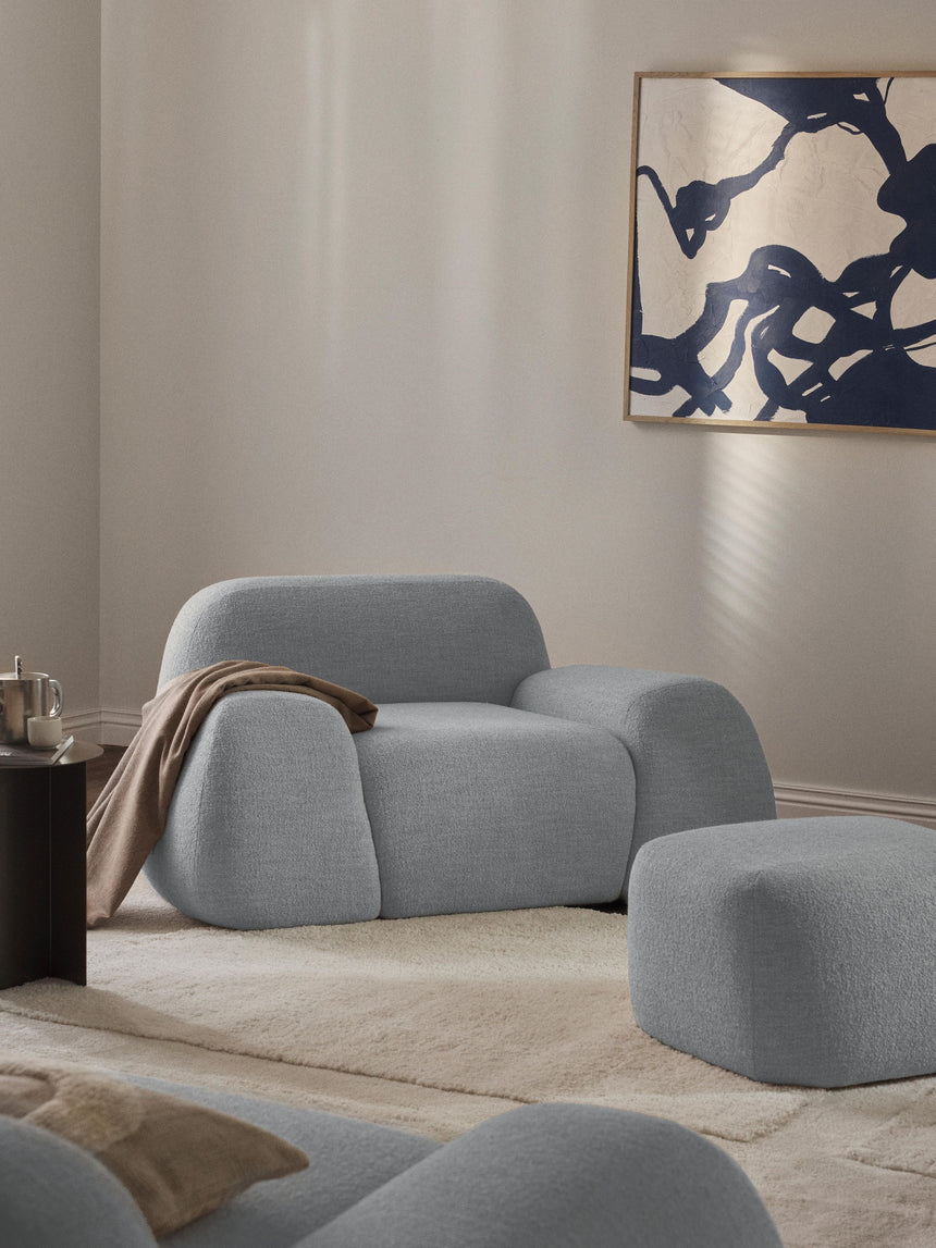 Prag Tekli Koltuk Açık Mavi Bukle