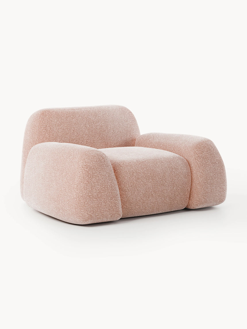 Prag Tekli Koltuk Açık Pembe Dokuma Kadife