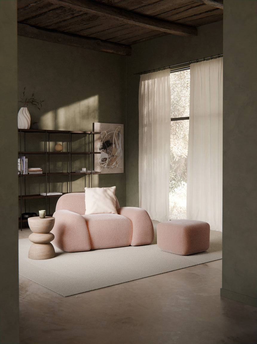 Prag Tekli Koltuk Açık Pembe Dokuma Kadife