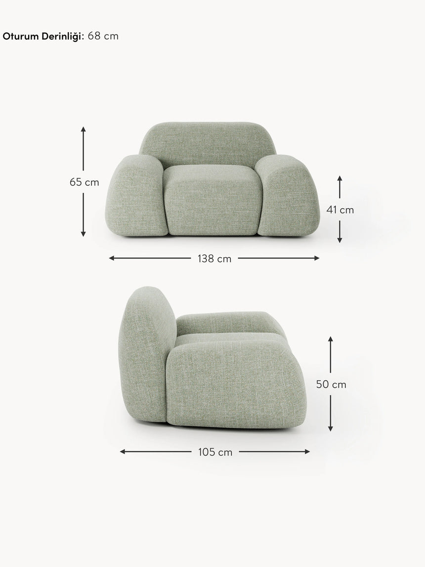 Prag Tekli Koltuk Adaçayı Yeşili Bukle