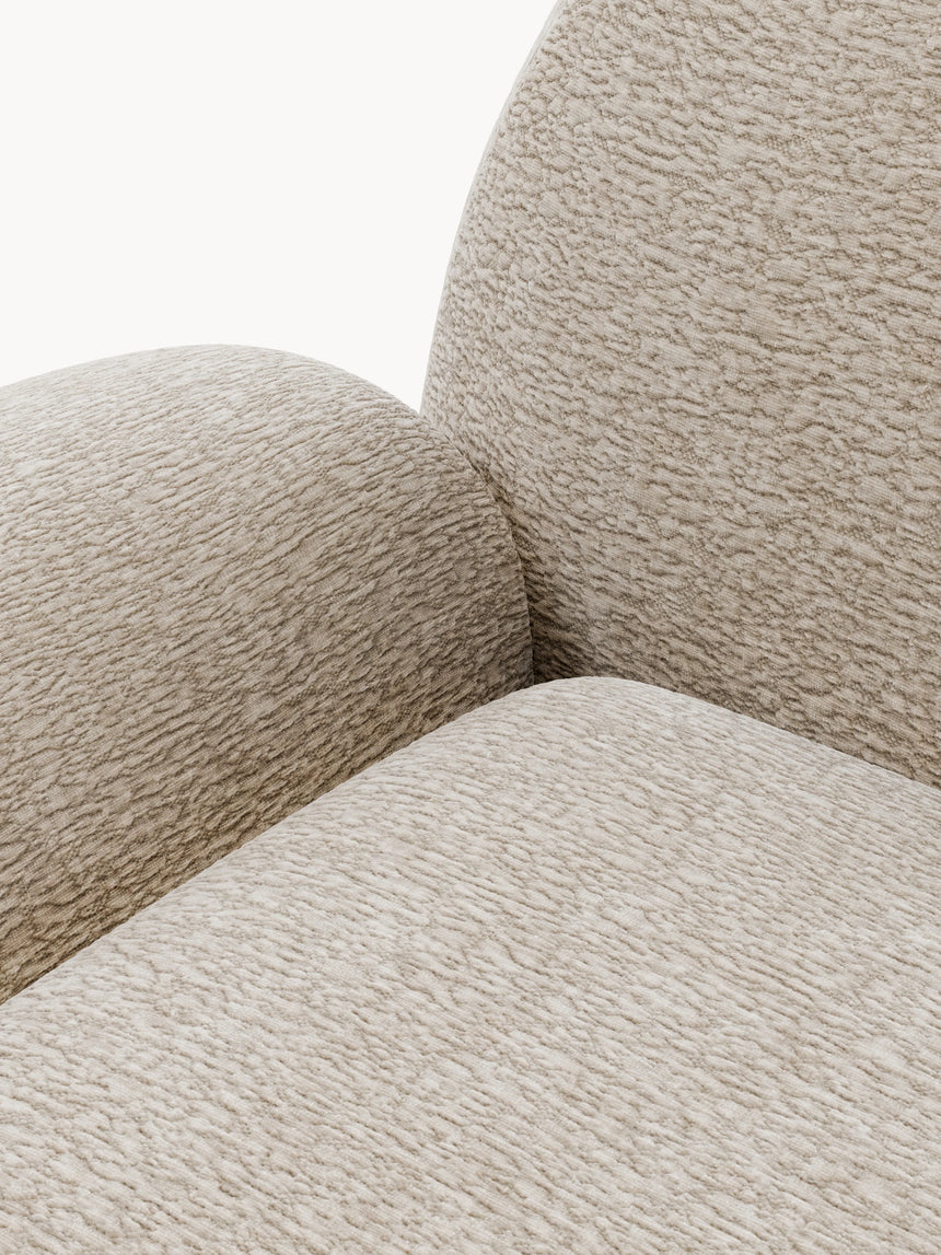 Prag Tekli Koltuk Bej Dokuma Kadife