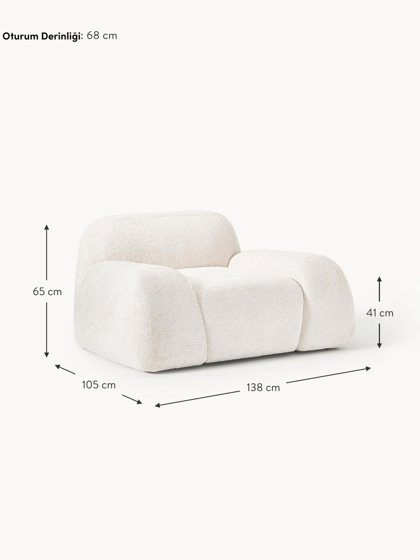 Prag Tekli Koltuk Kırık Beyaz Teddy