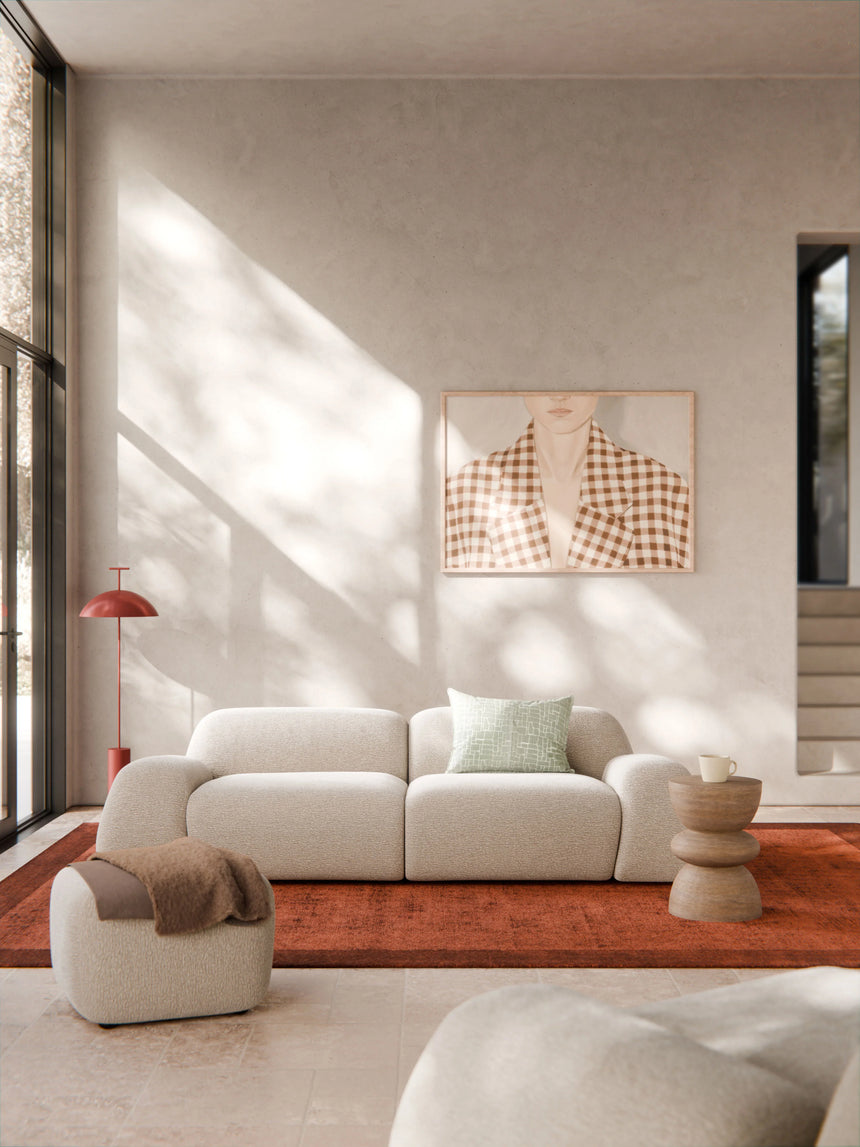 Prag Üçlü Koltuk Açık Bej Dokuma Kadife