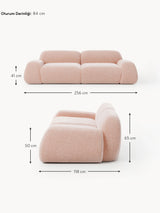 Prag Üçlü Koltuk Açık Pembe Dokuma Kadife