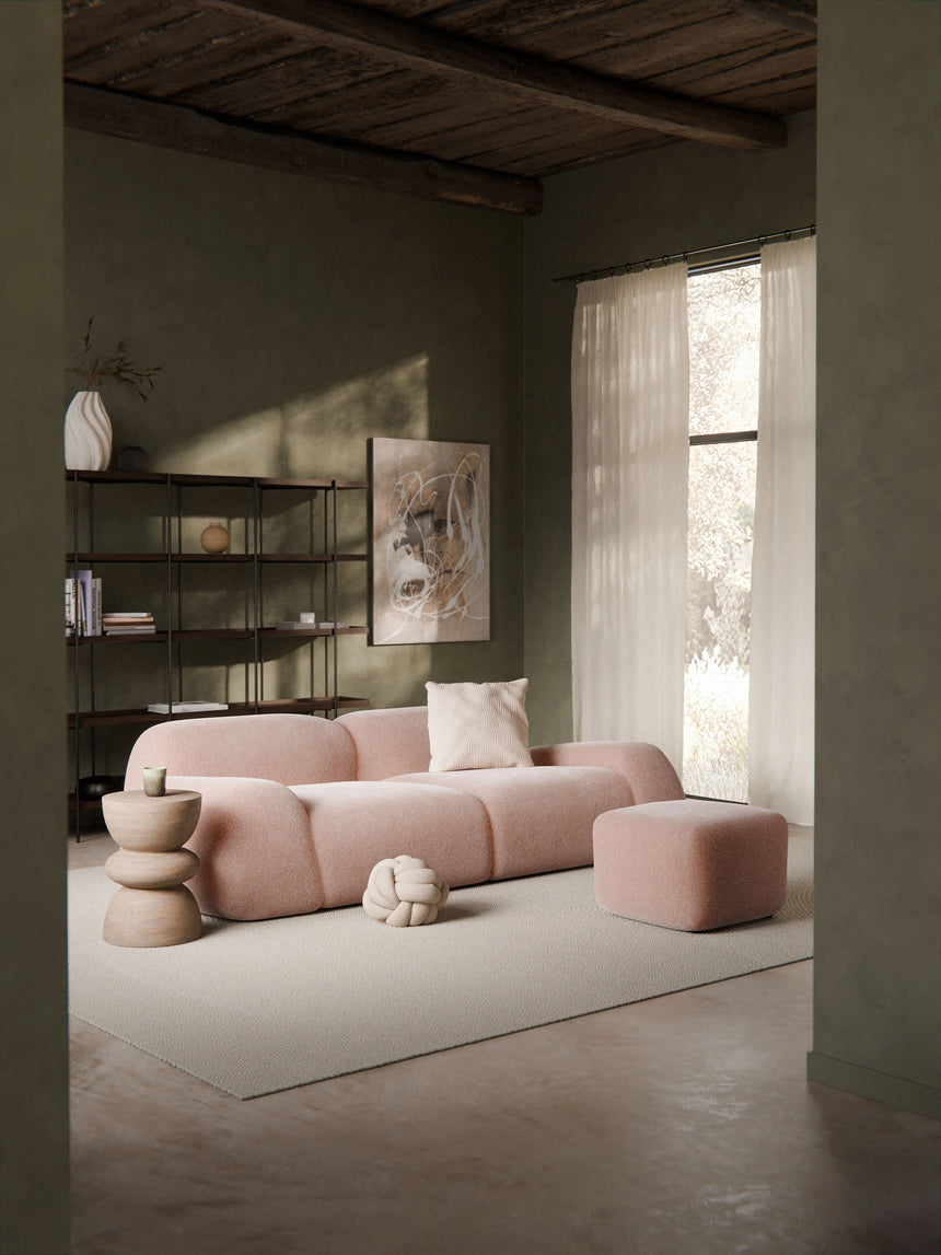 Prag Üçlü Koltuk Açık Pembe Dokuma Kadife