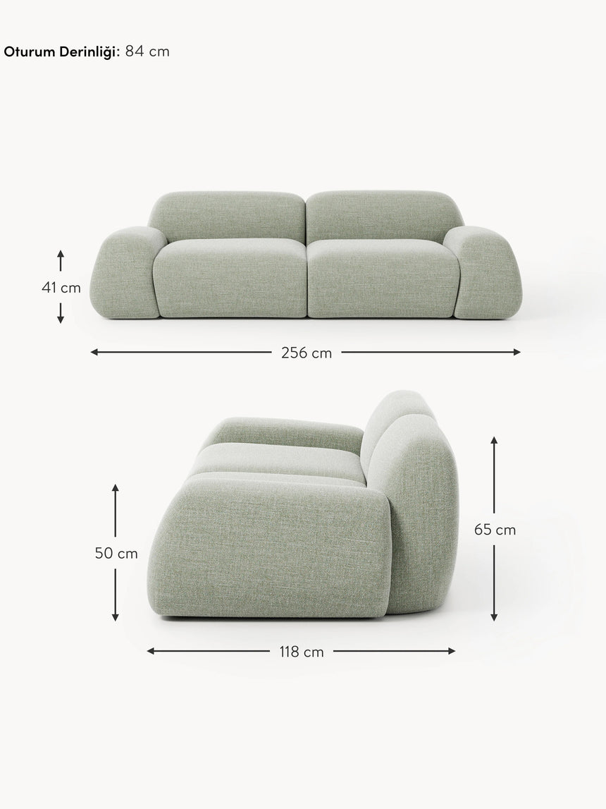 Prag Üçlü Koltuk Adaçayı Yeşili Bukle