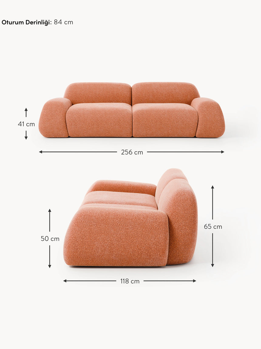 Prag Üçlü Koltuk Terakota Dokuma Kadife