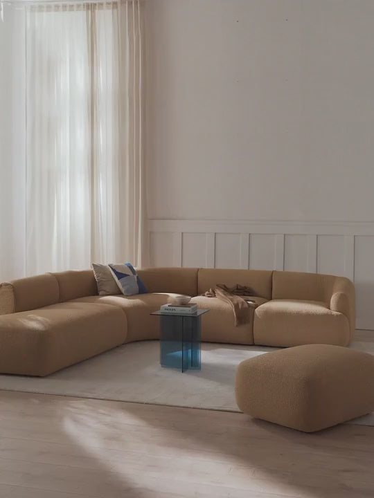 Modern Large Köşe Koltuk Bej Bukle