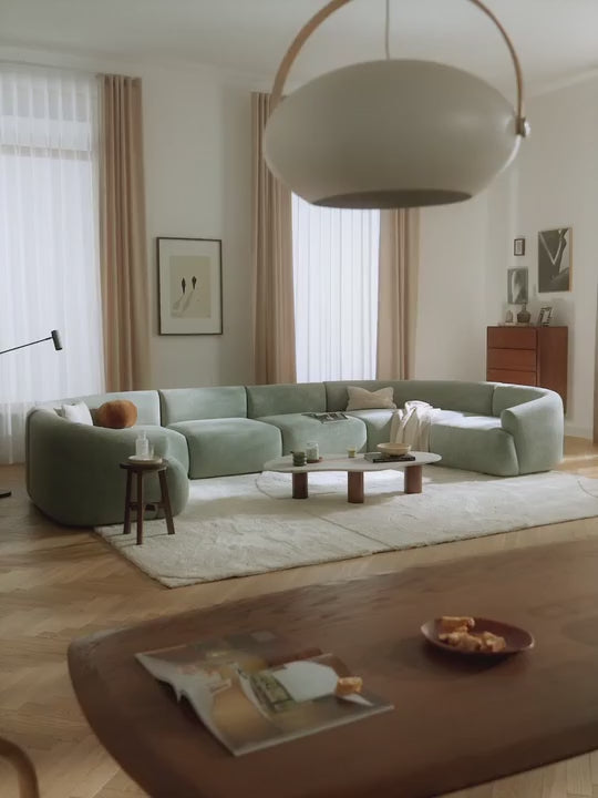 Modern İkili Koltuk Adaçayı Yeşili Dokuma Kadife