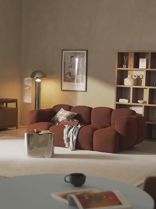 Bom Üçlü Koltuk Terakota Bukle