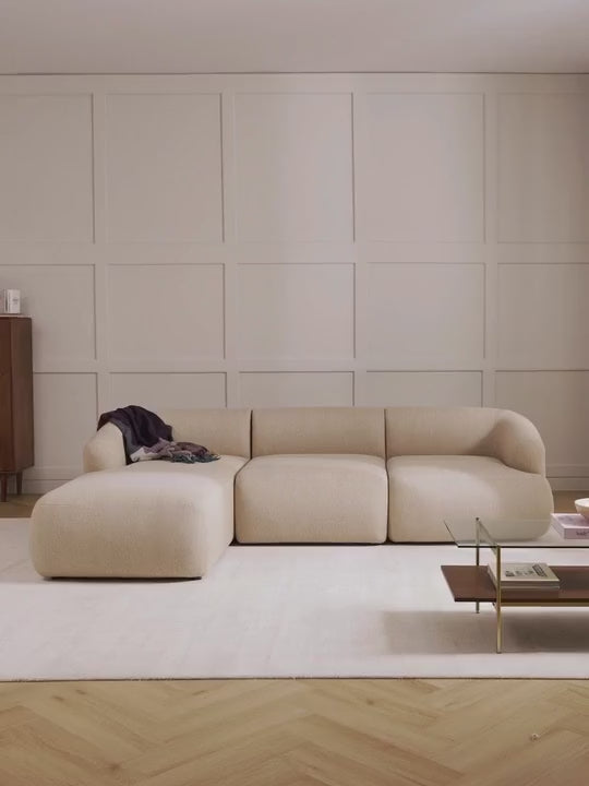 Modern Köşe Koltuk Bej Dokuma Kumaş