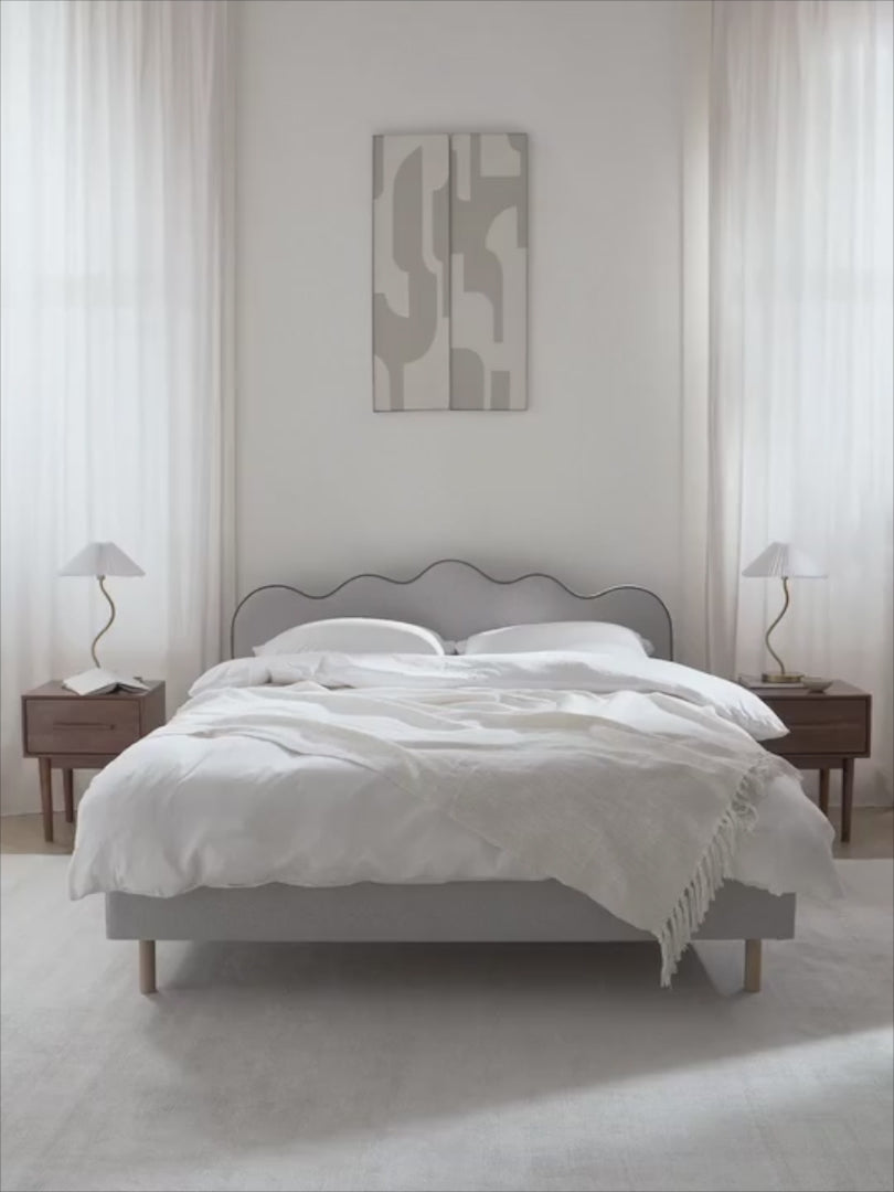 Polyana Çift Kişilik Karyola Açık Gri