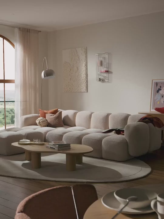 Bom Üçlü Koltuk Açık Bej Dokuma Kadife