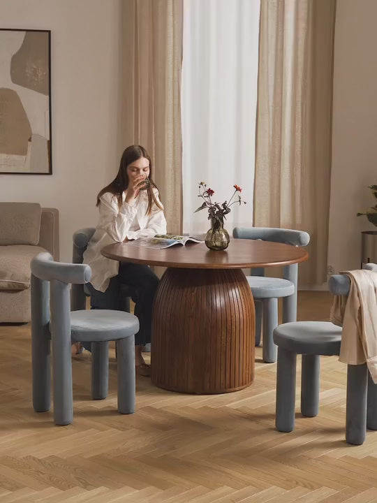 Fold Yuvarlak Ahşap Yemek Masası Ceviz