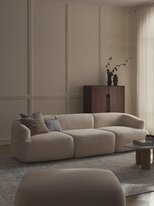 Modern Üçlü Koltuk Kırık Beyaz Teddy