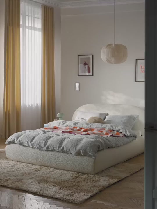 Siri Çift Kişilik Karyola Kırık Beyaz Teddy