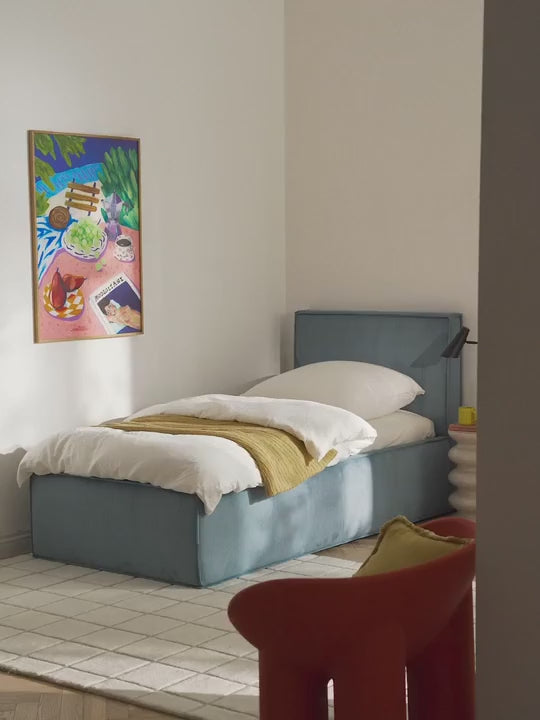 Lays Tek Kişilik Karyola Gök Mavisi Fitilli