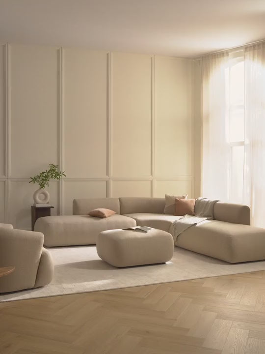 Modern Ultra Köşe Koltuk Bej Dokuma Kumaş