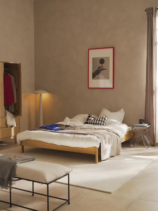 Basis Çift Kişilik Ahşap Karyola Meşe