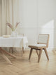Sara Krem Minderli Ahşap Sandalye Meşe