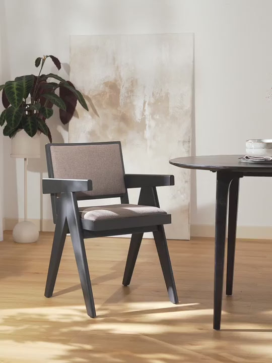 Sara Vizon Minderli Kollu Ahşap Sandalye Siyah