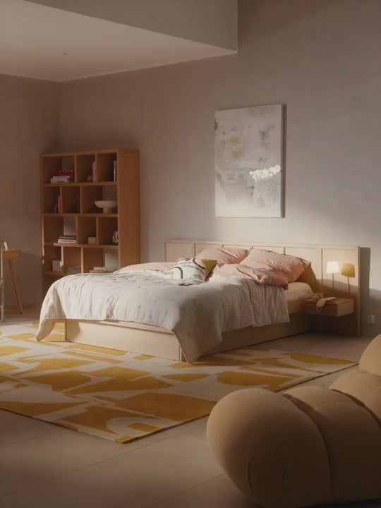 Otel Çift Kişilik Ahşap Karyola Meşe