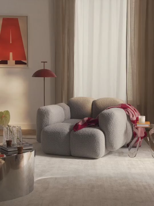 Bom Tekli Koltuk Gri Bukle