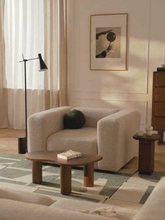 Deko Tekli Koltuk Açık Bej Bukle