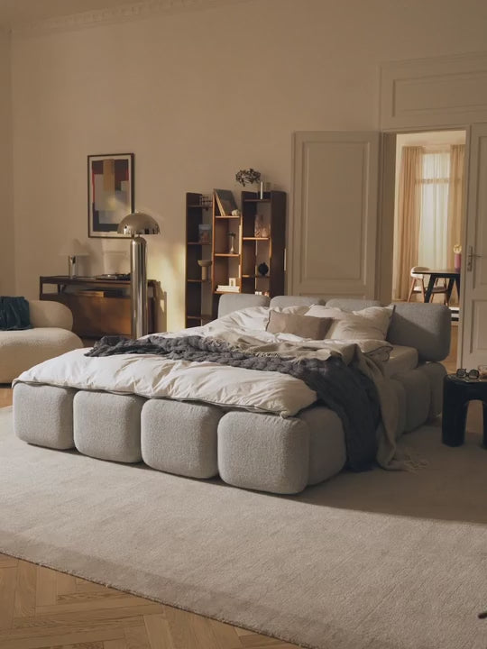 Bom Çift Kişilik Karyola Açık Mavi Bukle