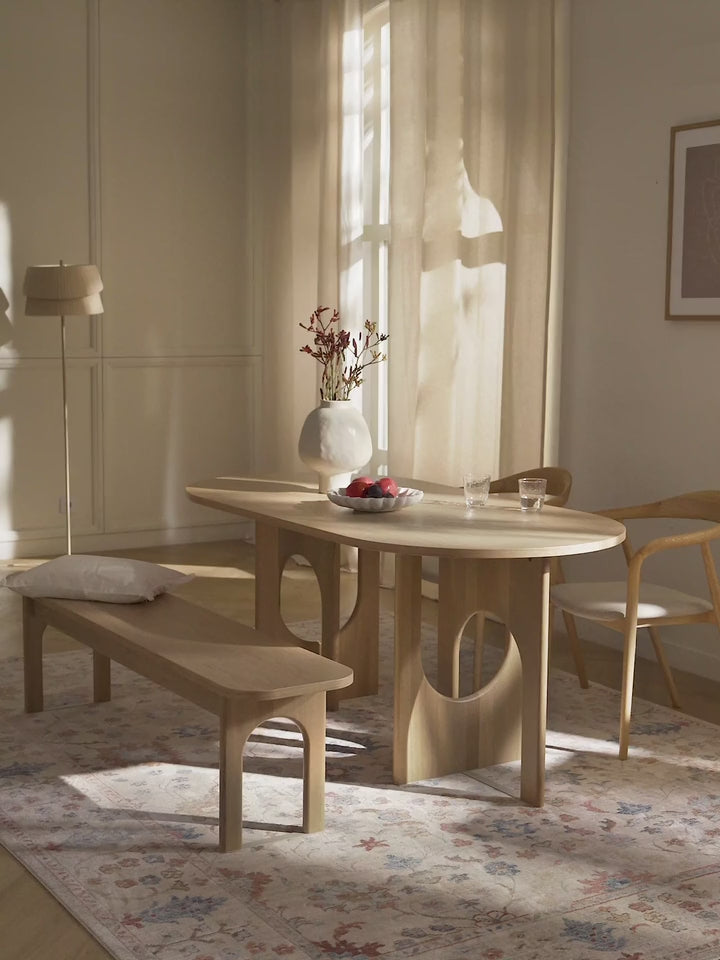 Love Oval Ahşap Yemek Masası Meşe