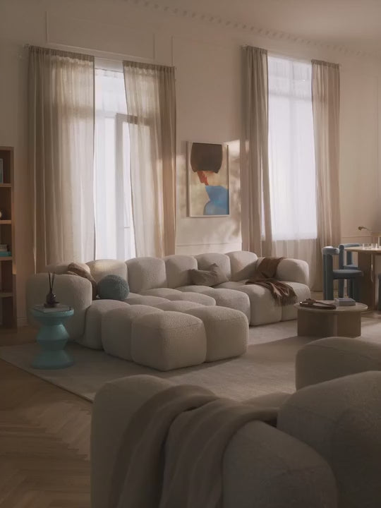 Bom Plus Köşe Koltuk Kırık Beyaz Bukle