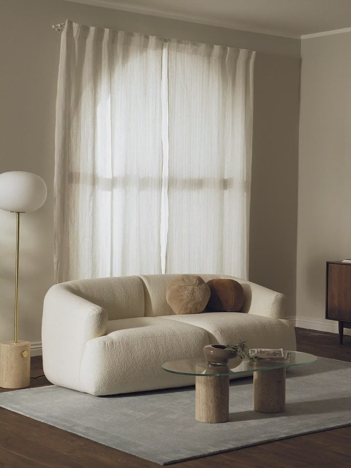 Modern İkili Koltuk Kırık Beyaz Bukle