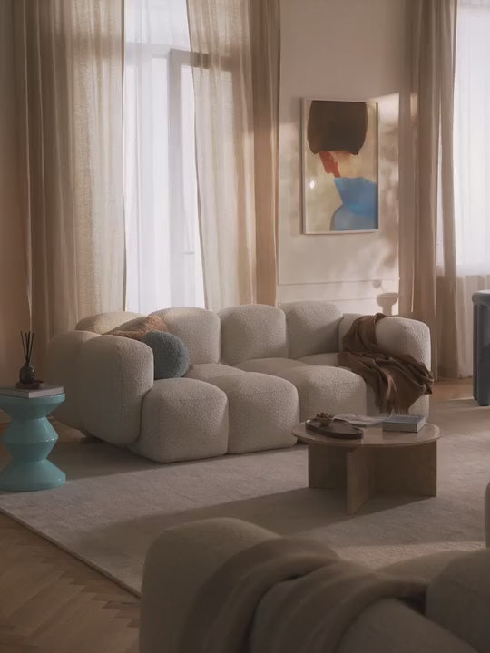 Bom Üçlü Koltuk Kırık Beyaz Bukle