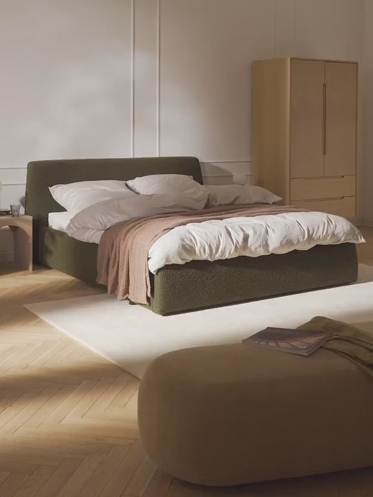 Swift Çift Kişilik Karyola Zeytin Yeşili Bukle