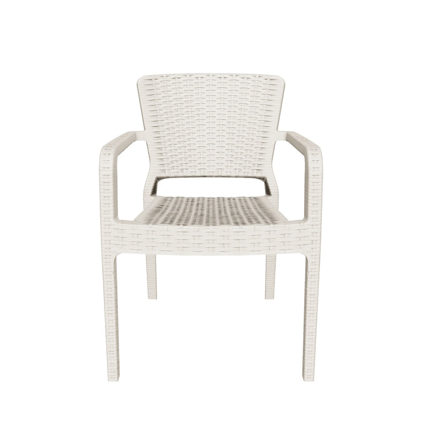 Antares Kollu Rattan Görünümlü Polipropilen Sandalye Bej