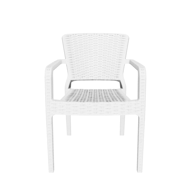 Antares Kollu Rattan Görünümlü Polipropilen Sandalye Beyaz