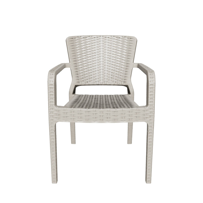 Antares Kollu Rattan Görünümlü Polipropilen Sandalye Vizon