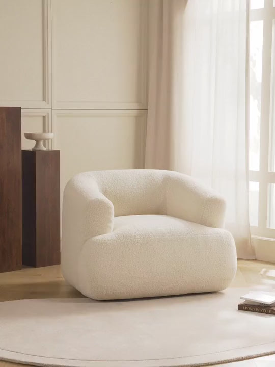 Modern Tekli Koltuk Kırık Beyaz Teddy