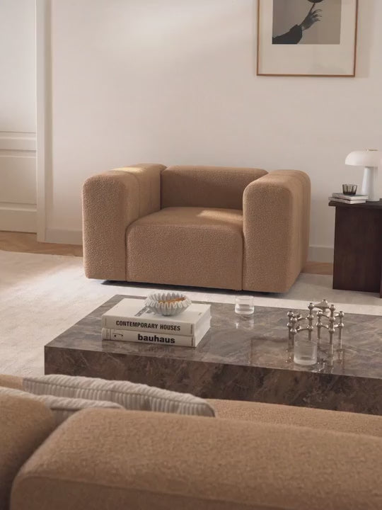 Deko Tekli Koltuk Bej Bukle