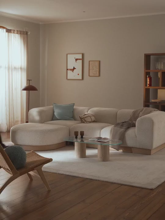 Moka Köşe Koltuk Kırık Beyaz Teddy Açık Kayın