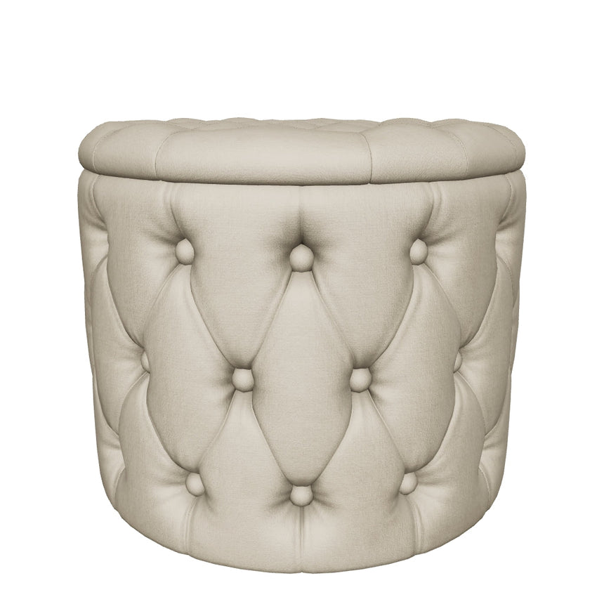 Cara Kapitone Sandık Puf Bej