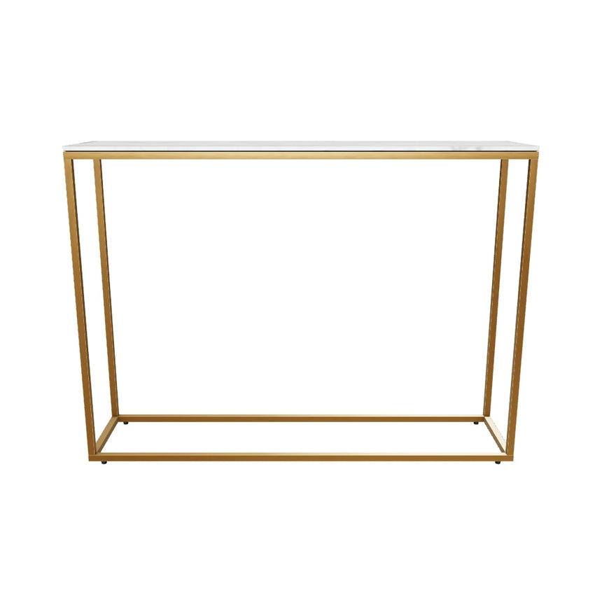 Ciks Beyaz Mermer Görünümlü Cam Tablalı Metal Ayaklı Dresuar Altın