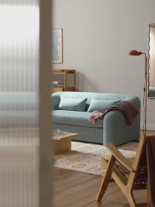 Fara Yataklı İkili Koltuk Mavi Benekli Bukle