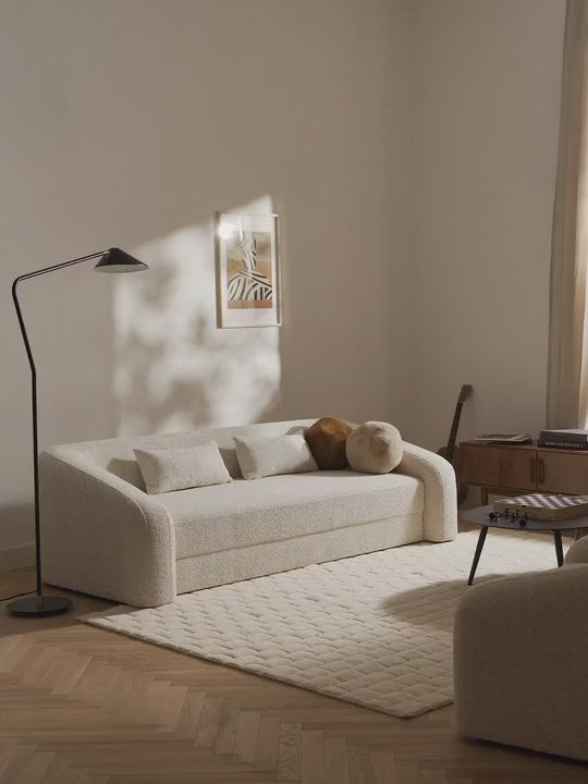 Fara Yataklı Üçlü Koltuk Kırık Beyaz Teddy